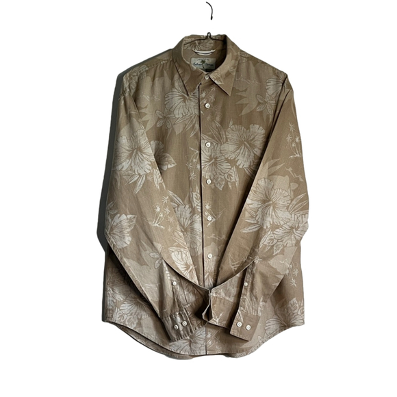 Island Shores Other - Tommy Bahama Men's Beige Floral Casual Button-Down Shirt